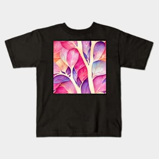 Pastel watercolor leaves pattern Kids T-Shirt